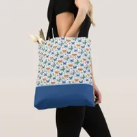Green Yellow Blue Butterflies Flowers Color Block Tote Bag