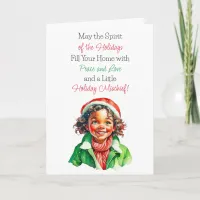 Cute Vintage Little Elf Christmas Blessings Card