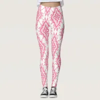 Pink Paisley Patterned Leggings