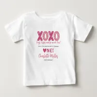 XOXO Hugs & Kisses Valentine's Day 1st Birthday Baby T-Shirt