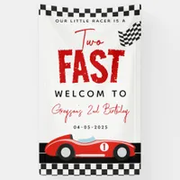 Two Fast Race Car Boy 2nd Birthday Party Banner