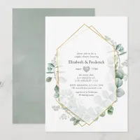 Silver Sage Eucalyptus Geometric Couples Shower Invitation