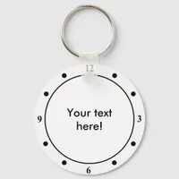 Clock face text black white keychain