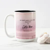 "He Made Everything Beautiful" Watercolor Sunset Two-Tone Coffee Mug