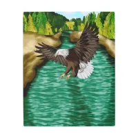 Eagle Flying over River in the Mountains   Metal Print