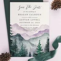 Misty Mountain Calligraphy Save The Date Card