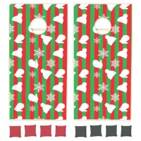 Christmas Winter Hats, Mittens and Snowflakes Cornhole Set