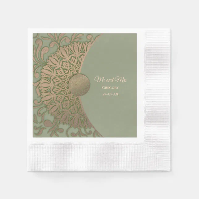 Elegant Modern Sage green & gold classic Napkins