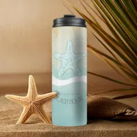 Beach House Nautical Starfish Aqua Blue ID623 Thermal Tumbler