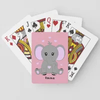 Cute baby elephant in pink for girls   poker cards