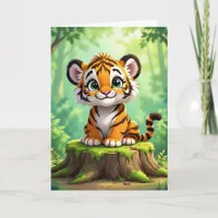 Tiger Coloring Page Kid's Birthday Card