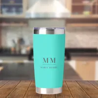 Turquoise custom monogram initials name insulated tumbler