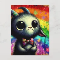 Adorable Colorful Watercolor Grumpy Goat Postcard