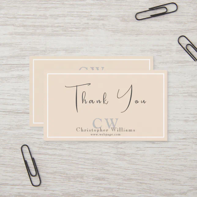 Professional Beige Minimalist Thank You Card