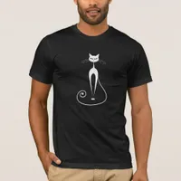 White Stylized Cat T-Shirt
