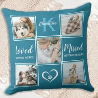 Pet Dog Memorial Keepsake Teal Photo Collage Throw Pillow