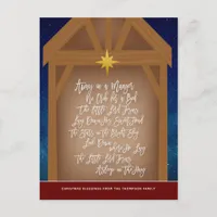 Away In A Manger Verse Script Typography Carol Holiday Postcard