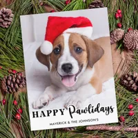 Happy Pawlidays Personalized Cute Pet Dog Photo Holiday Postcard