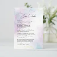 Blue Lilac Gold Alcohol Ink Wedding Guest Details  Enclosure Card