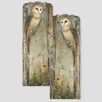 Whimsical Owl and Flowers Illustration Bookmarks
