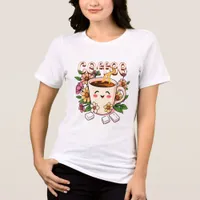 Cute Retro Kawaii Coffee and Flowers Tri-Blend Shirt