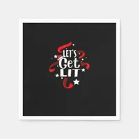 Let's Get Lit Funny Christmas Drinking Men Women Napkins