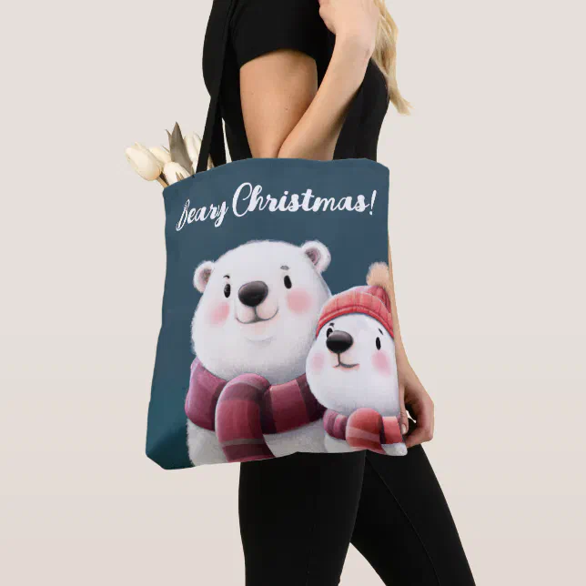 Cute Polar Bear Cubs Wearing Scarves Tote Bag