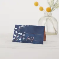 Watercolor Snowdrops Table Navy/Copper ID726 Place Card