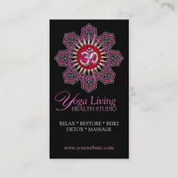 Om Yoga Pink Mandala Sparkle Business Cards