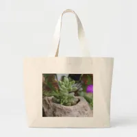 Succulent Plant and Chameleon Plant Large Tote Bag
