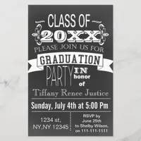 Budget Vintage Chalk Graduation party Invitation