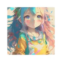 Beautiful Colorful Anime Girl Metal Print