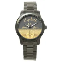 Sweet 16 black gold elegant name parents mom dad watch