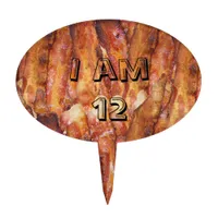 I Eat Bacon Text with Background Cake Topper