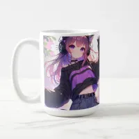 Pretty Anime Girl in Headphones with Cat Ears Coffee Mug