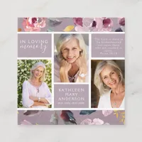 Lilac Floral Photo Collage Funeral Memorial Card