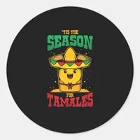Tis Season For Tamales Mexican Christmas Holiday Classic Round Sticker