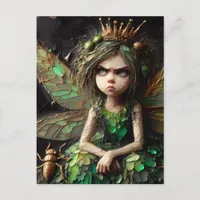 Annoyed Fairy Golden Insect Postcard