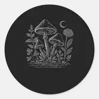 Cottagecore Mushrooms Fungi Goblincore Aesthetic Classic Round Sticker