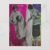 Two Vintage Women and a Girl Collage Postcard