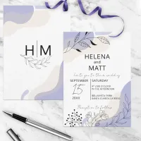 Modern Minimal Abstract Botanical Line Art Wedding Invitation