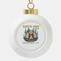 Let's Get Lit. Campfire Lit. Camping Lover Classic Ceramic Ball Christmas Ornament