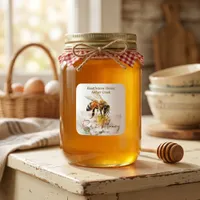 Elegant Watercolor Honey Bee Pink Blossom Apiary Square Sticker