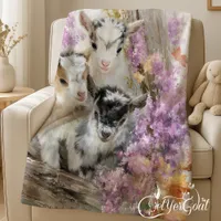 Baby Goats in Autumn Foliage 9 Fleece Blanket