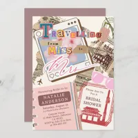 Chic Travelling from Miss to Mrs Bridal Shower Invitation