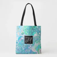 Blue and Green Marble Fluid Art Personalized    Tote Bag