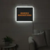 Happy Haunting Wooden  LED Sign