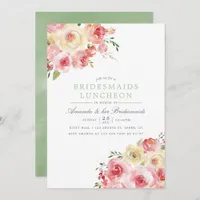 Blush and Sage Watercolor Bridesmaids Luncheon Invitation