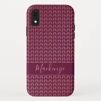 Blush Pink Rose Gold Foil Tribal Pattern Burgundy iPhone XR Case