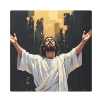 Jesus Christ Our Savior | Black and Gold Metal Print